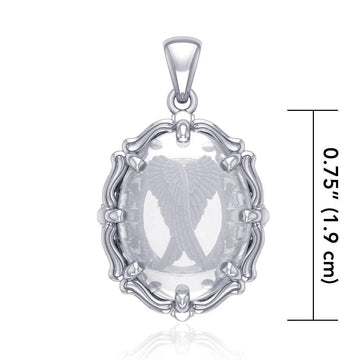 Angel Wings Sterling Silver Pendant with Natural Clear Quartz TPD5125 - Jewelry